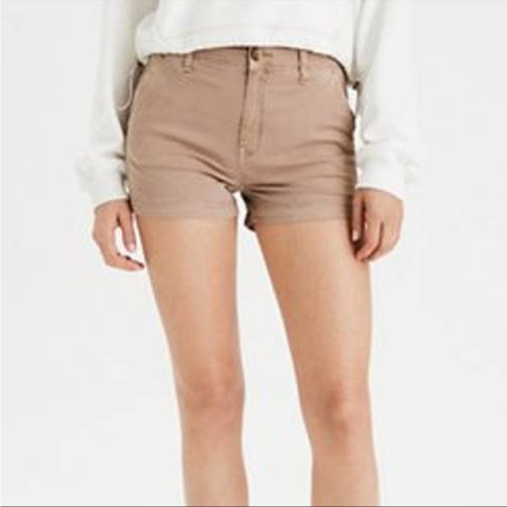 American Eagle | Hi Rise Shortie Short color: Tan